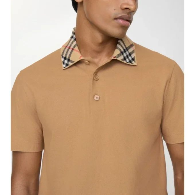 Check Collar Cotton Polo Shirt