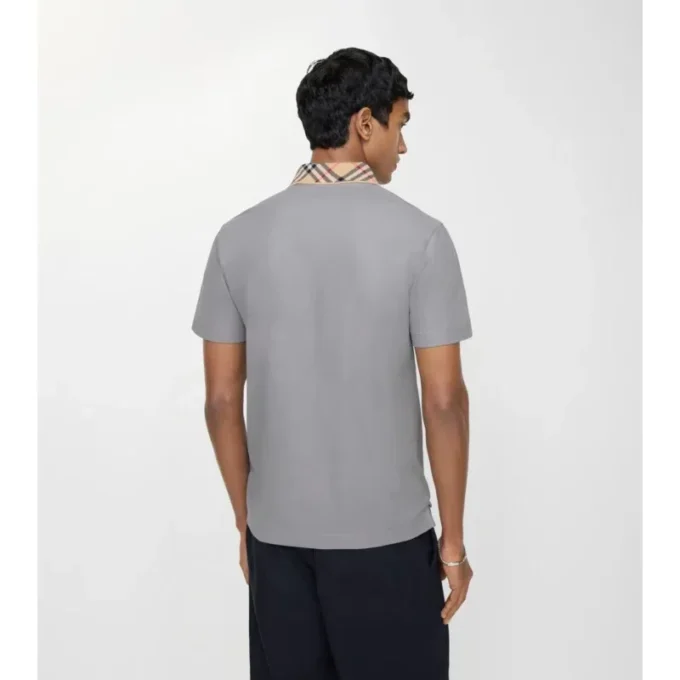 Check Collar Cotton Polo Shirt