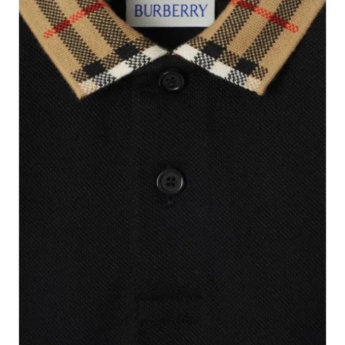 Check Collar Cotton Polo Shirt