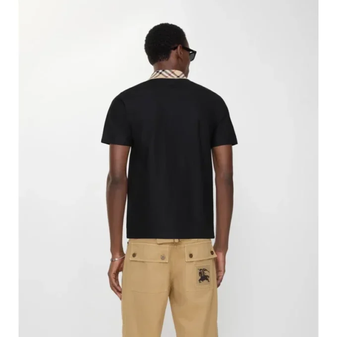 Check Collar Cotton Polo Shirt