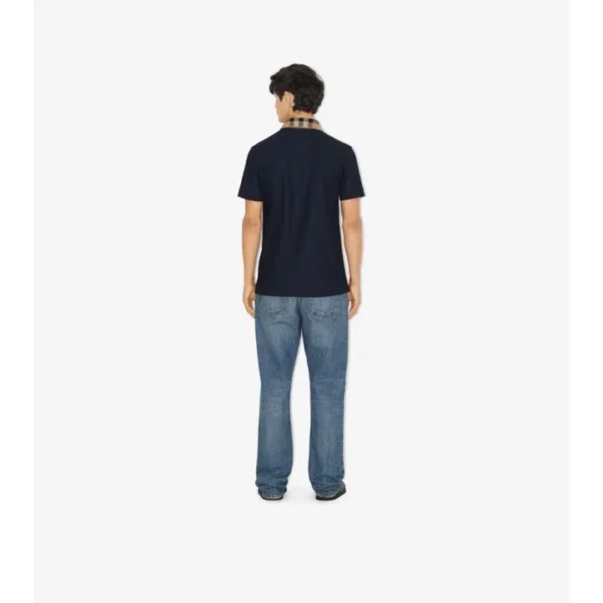 Check Collar Cotton Polo Shirt