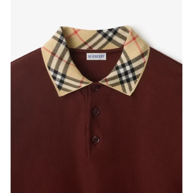 Check Collar Cotton Polo Shirt