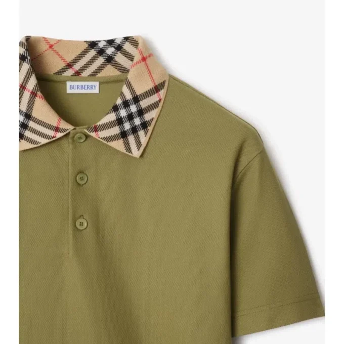Check Collar Cotton Polo Shirt