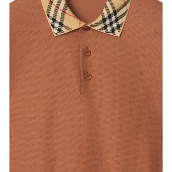 Check Collar Cotton Polo Shirt
