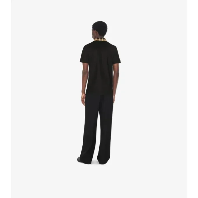 Check Collar Cotton Polo Shirt