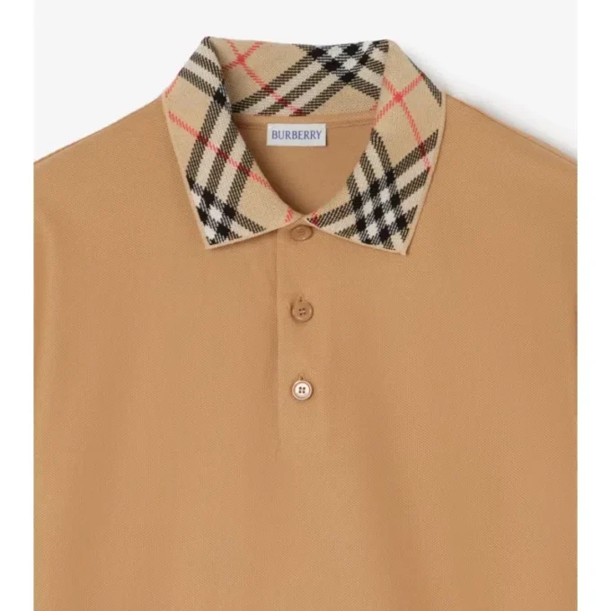 Check Collar Cotton Polo Shirt