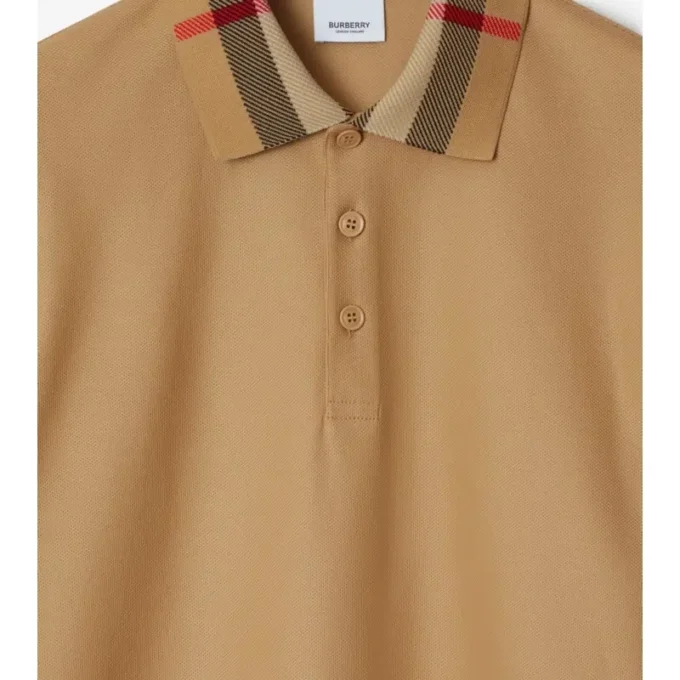 Check Collar Cotton Polo Shirt