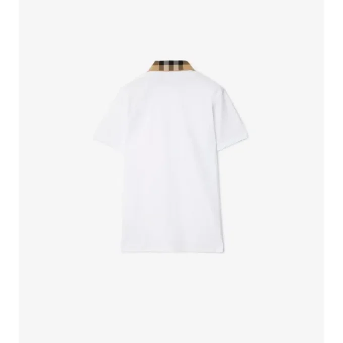 Check Collar Cotton Polo Shirt