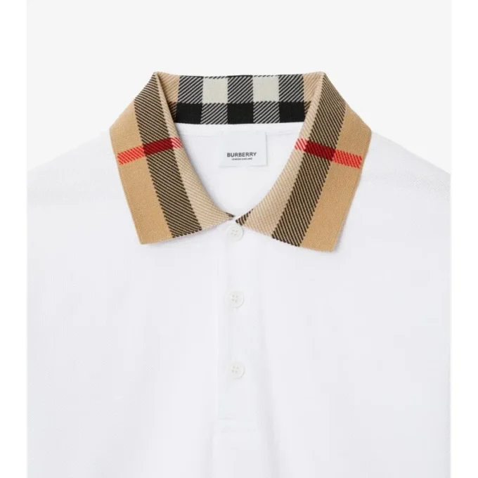 Check Collar Cotton Polo Shirt