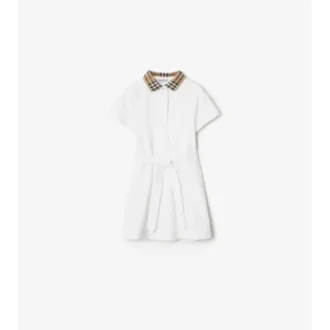 Check Collar Cotton Polo Shirt Dress