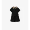 Check Collar Cotton Polo Shirt Dress