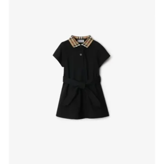 Check Collar Cotton Polo Shirt Dress