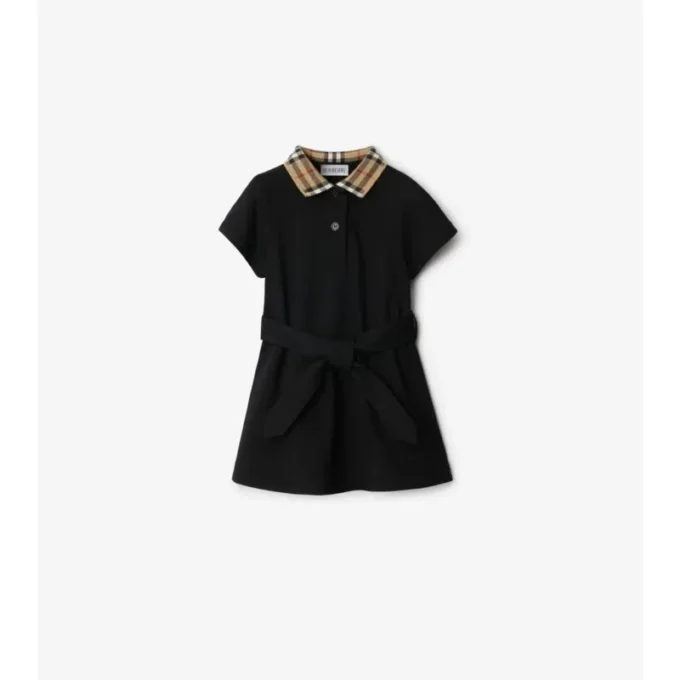 Check Collar Cotton Polo Shirt Dress