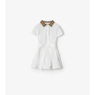 Check Collar Cotton Polo Shirt Dress