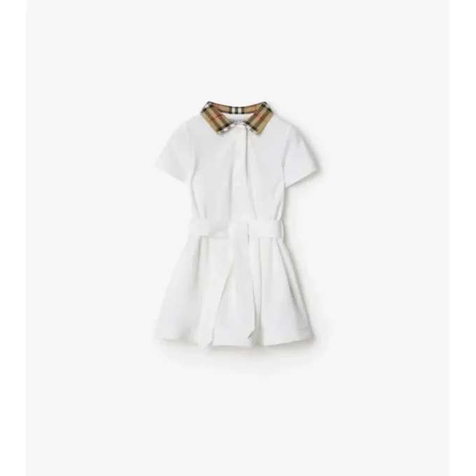 Check Collar Cotton Polo Shirt Dress