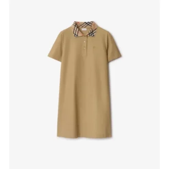 Check Collar Cotton Polo Shirt Dress