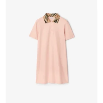 Check Collar Cotton Polo Shirt Dress