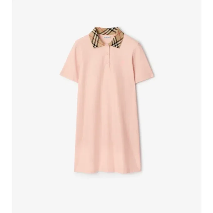 Check Collar Cotton Polo Shirt Dress