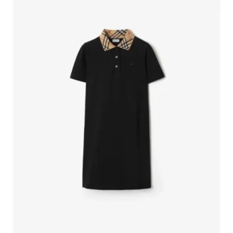 Check Collar Cotton Polo Shirt Dress