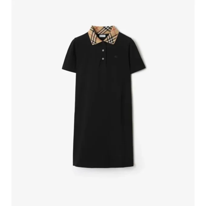 Check Collar Cotton Polo Shirt Dress