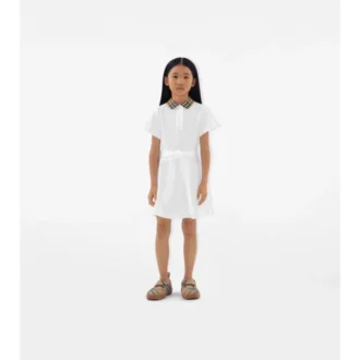 Check Collar Cotton Polo Shirt Dress