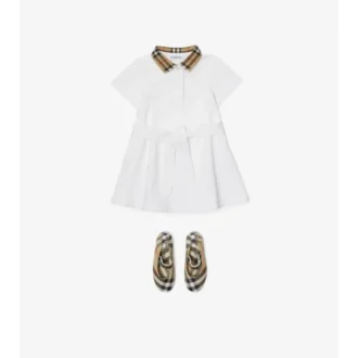 Check Collar Cotton Polo Shirt Dress