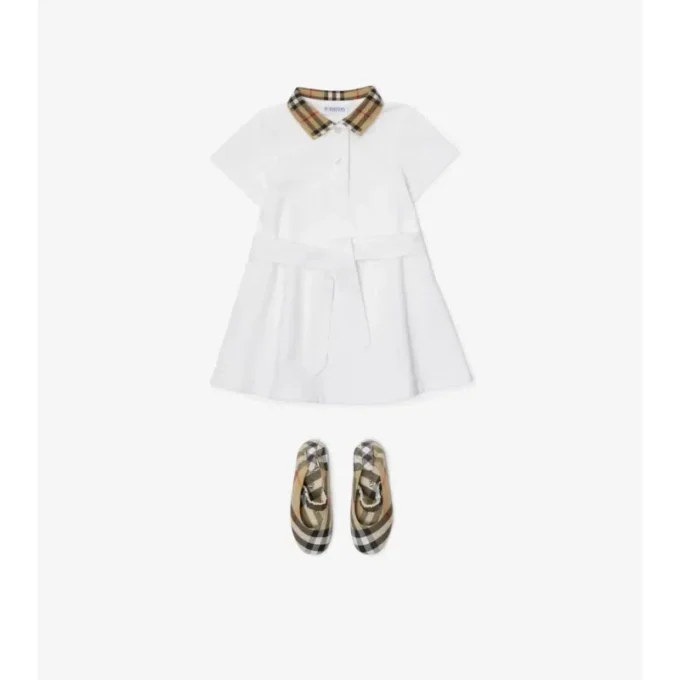 Check Collar Cotton Polo Shirt Dress