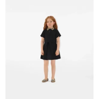 Check Collar Cotton Polo Shirt Dress