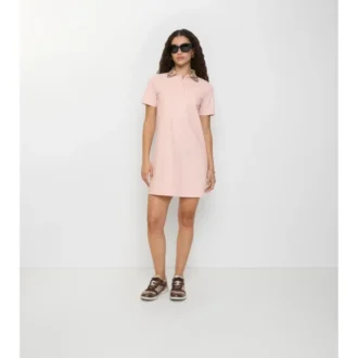 Check Collar Cotton Polo Shirt Dress