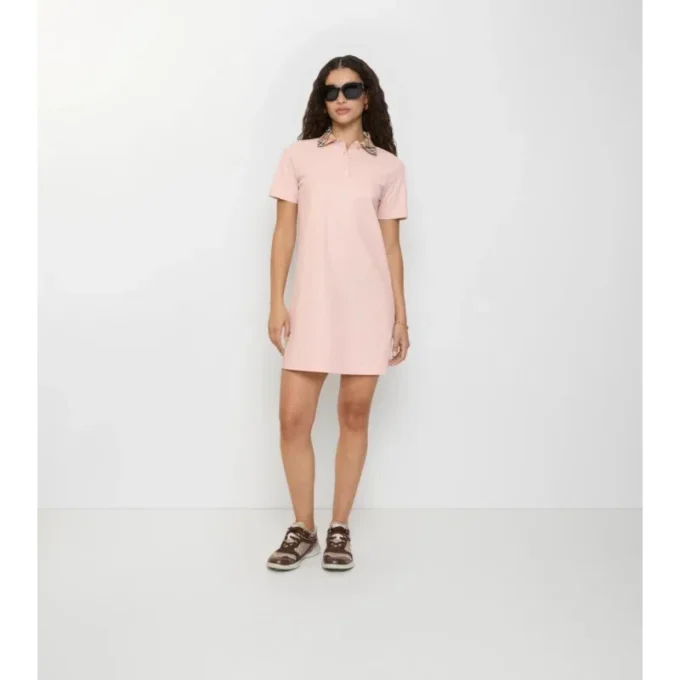 Check Collar Cotton Polo Shirt Dress