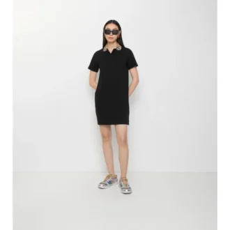 Check Collar Cotton Polo Shirt Dress