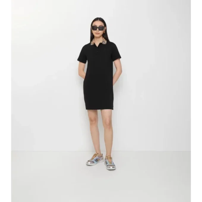 Check Collar Cotton Polo Shirt Dress