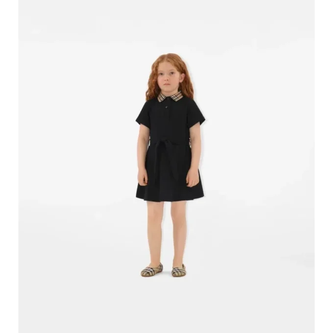 Check Collar Cotton Polo Shirt Dress