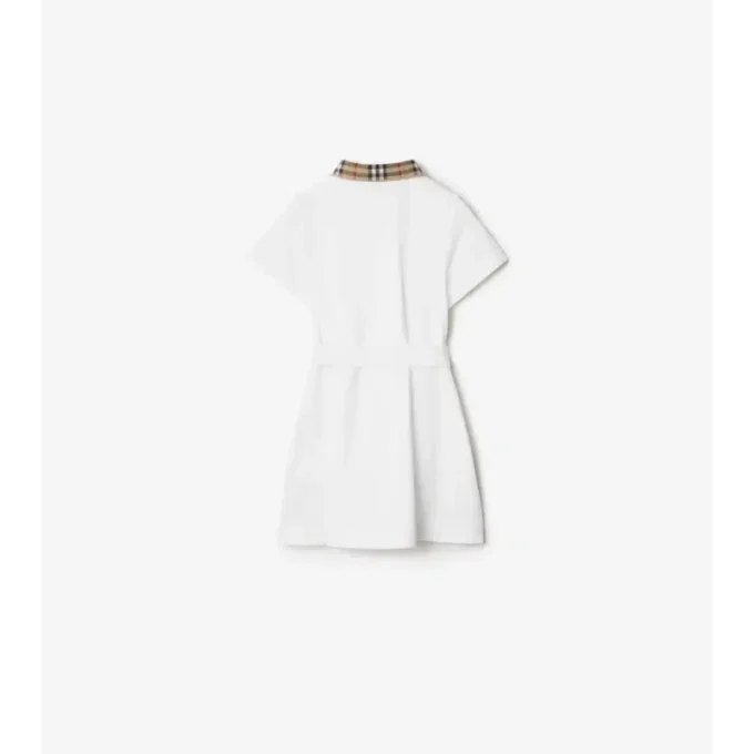 Check Collar Cotton Polo Shirt Dress