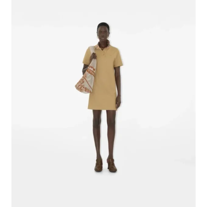 Check Collar Cotton Polo Shirt Dress