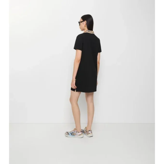 Check Collar Cotton Polo Shirt Dress