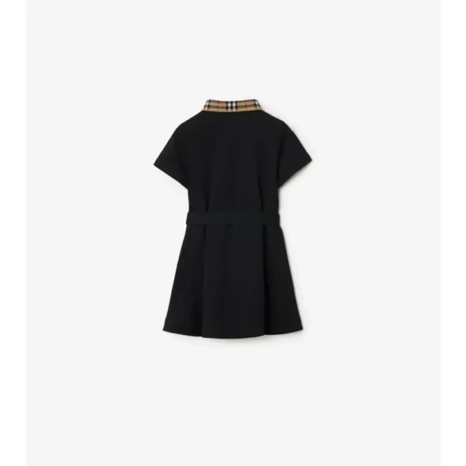 Check Collar Cotton Polo Shirt Dress