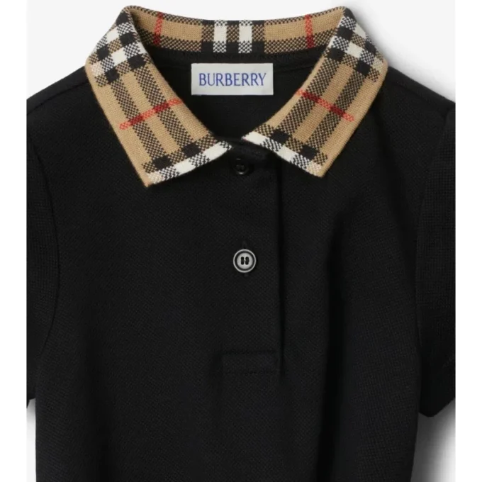 Check Collar Cotton Polo Shirt Dress