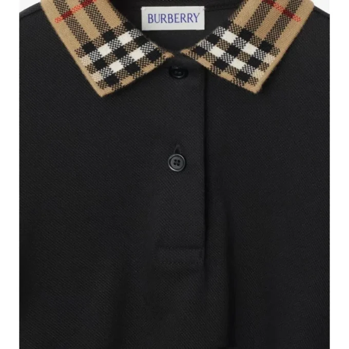 Check Collar Cotton Polo Shirt Dress