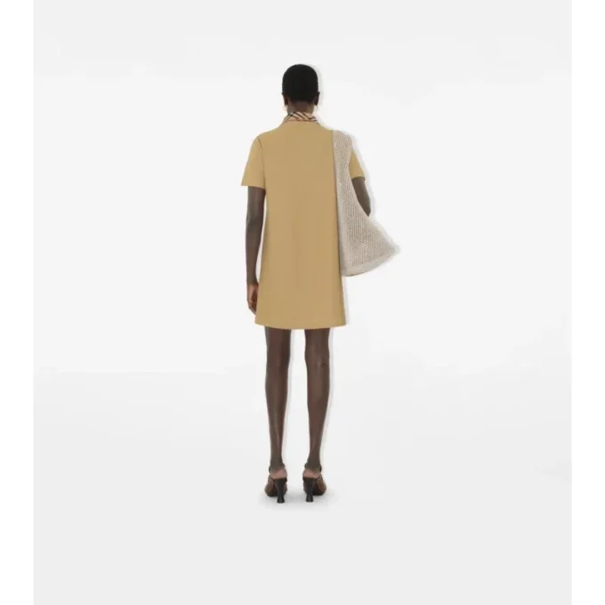 Check Collar Cotton Polo Shirt Dress