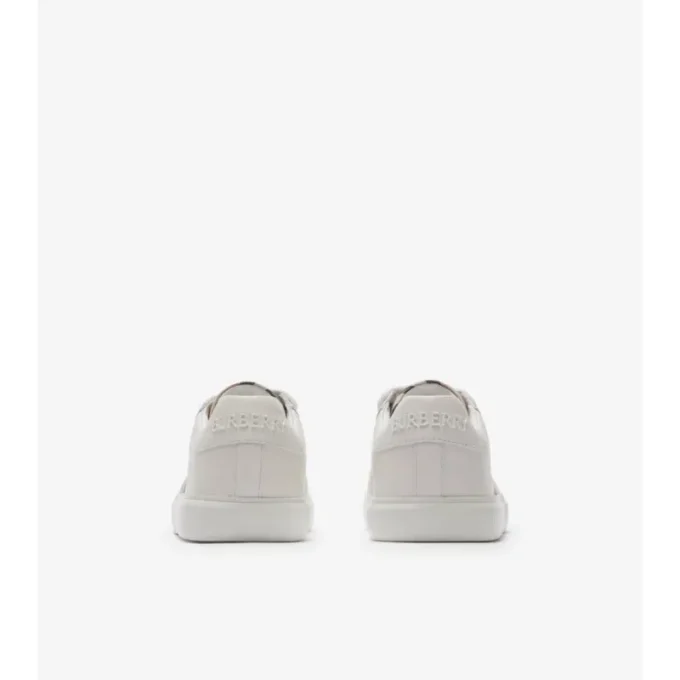 Check Cotton and Leather Sneakers