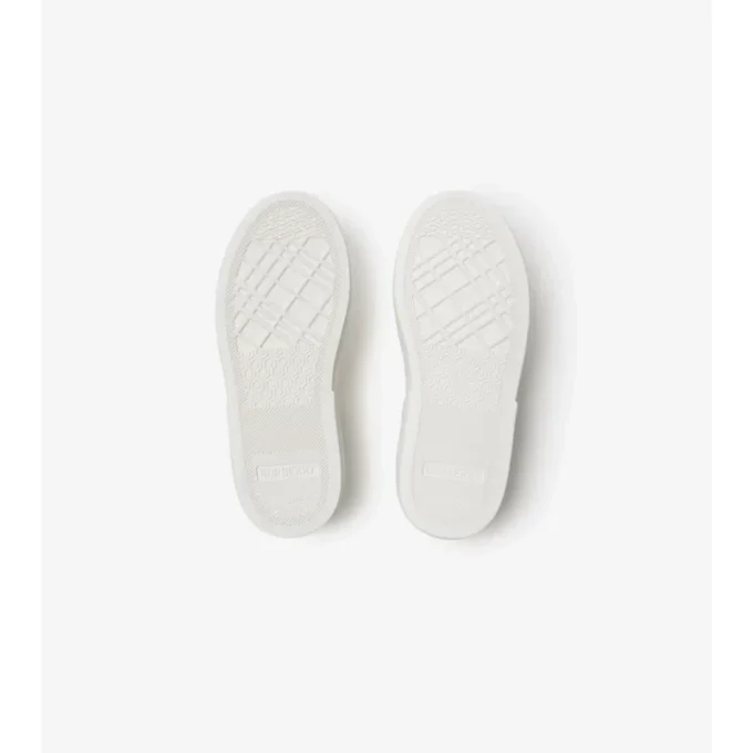 Check Cotton and Leather Sneakers