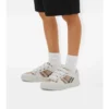 Check Cotton and Leather Sneakers