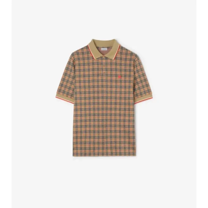 Check Cotton Blend Polo Shirt