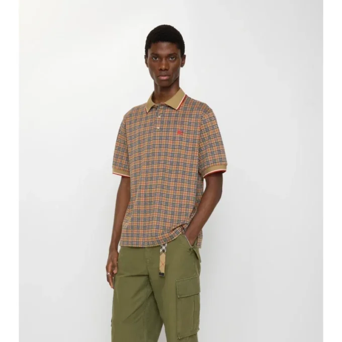 Check Cotton Blend Polo Shirt