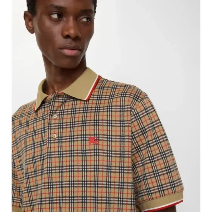 Check Cotton Blend Polo Shirt