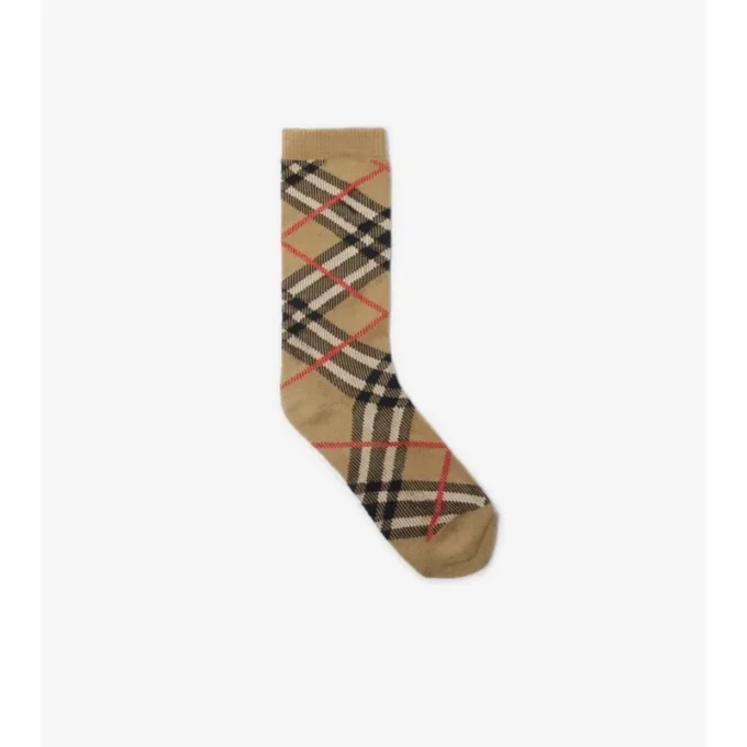 Check Cotton Blend Socks