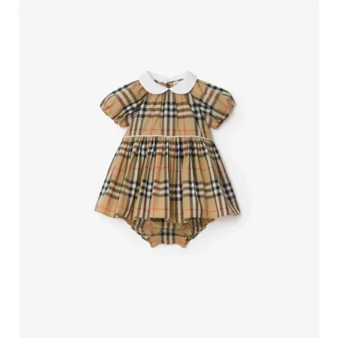 Check Cotton Dress with Bloomers