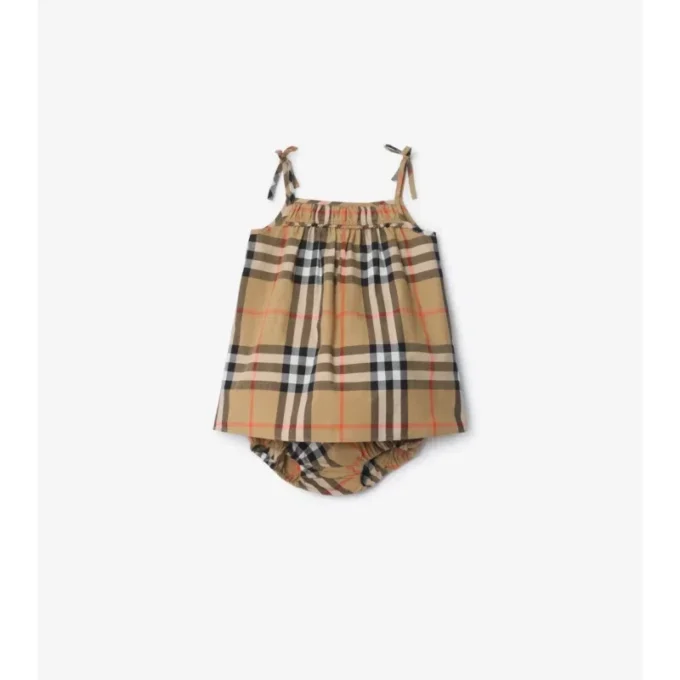 Check Cotton Dress with Bloomers