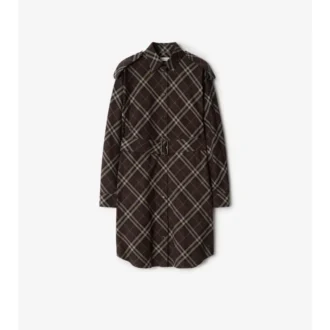 Check Cotton Flannel Shirt Dress